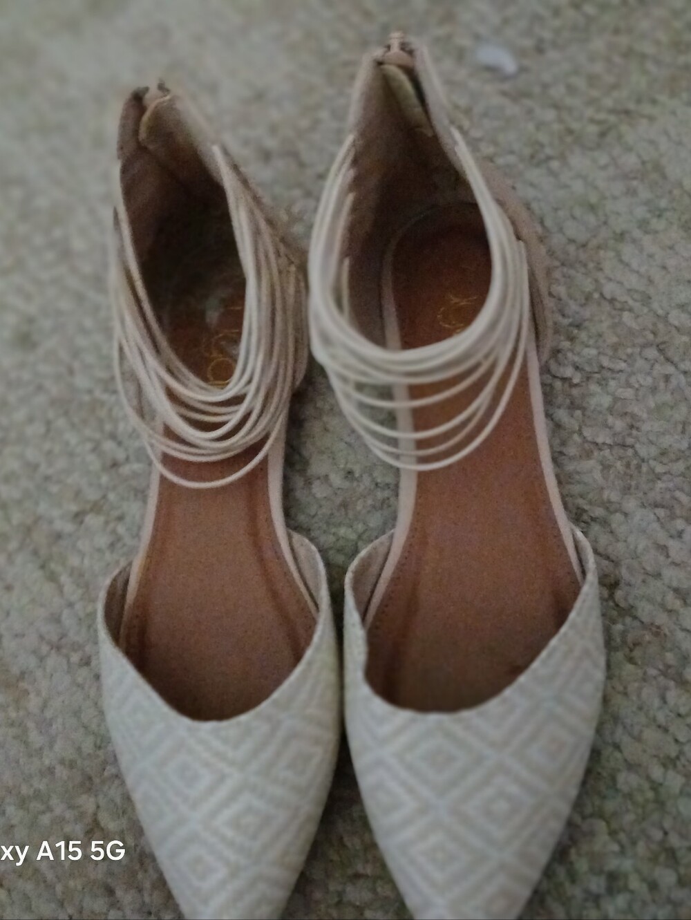 Sugar Tan & White Ankle Wrap Flats